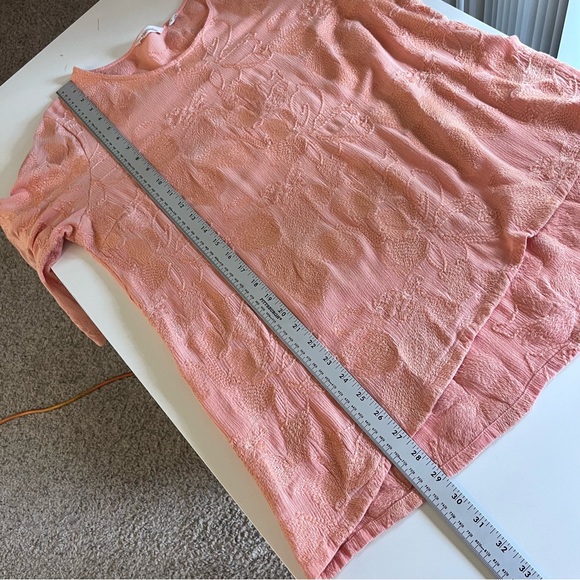 Soft Surroundings Shirt Womens Large Peach Cecile Floral Embroidery Boho - Picture 9 of 12